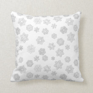 Almofada Flocos de neve do branco 3 d em um fundo branco