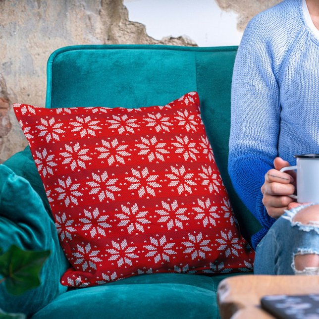 Almofada Flocos de neve do Knit Fresado de inverno branco N (Criador carregado)