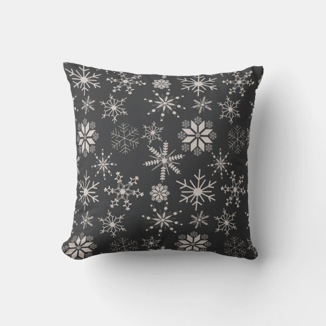 Almofada Flocos de Neve Frost & Flourish – Meia-Noite (Frente)
