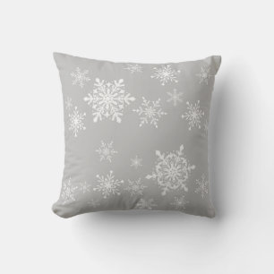 Almofada flocos de neve no cinza