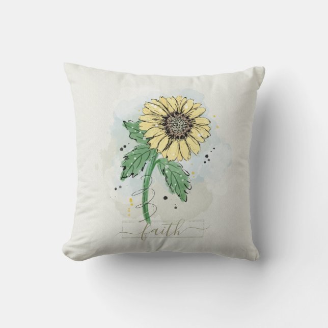 Almofada Flor Amarelo de Aquarela (Frente)