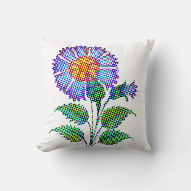 Almofada Flor Azul Meia-Tinta Arte Fina (Frente)