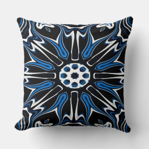 Almofada Flor azul, preto e branco na Estônia Art 4047