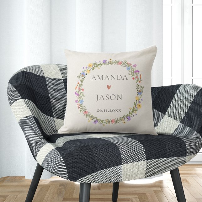 Almofada Flor Azul, Púrpura, Amarelo Cor-de-rosa, Floral (Criador carregado)