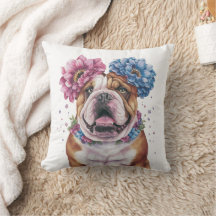 Flor Buldogue Crown Watercolor Impressão
