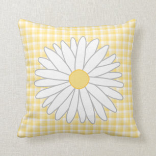 Almofada Flor da margarida em amarelo e no branco