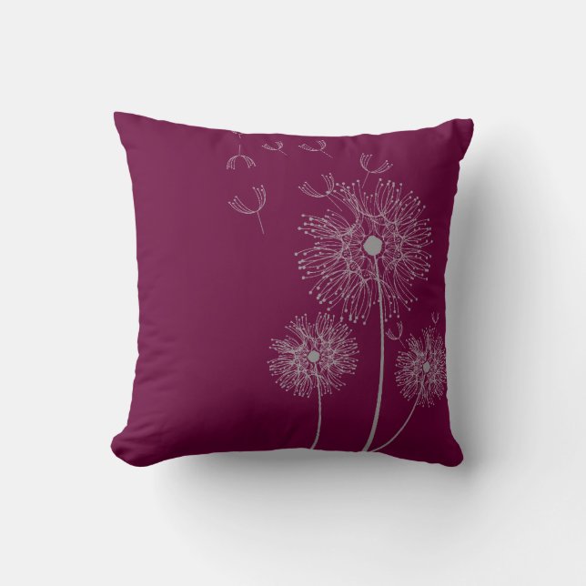 Almofada Flor dandelion em roxo (Frente)