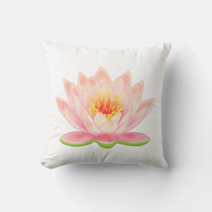 Almofada Flor de Água Rosa em Travesseiro Branco