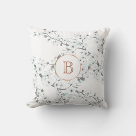 Almofada Flor de Cerejeira Rosa Branco Dourado Monograma