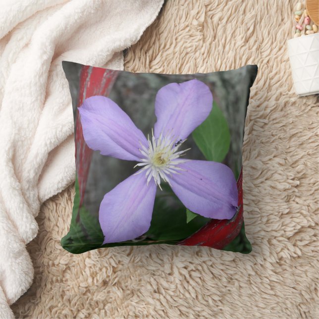 Almofada Flor de Clematite Lavanda Única (Cobertor)