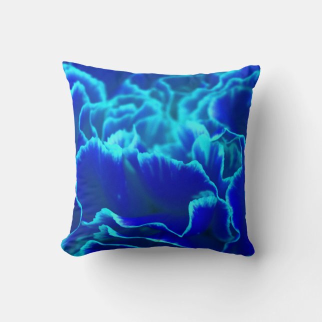 Almofada Flor de cravo-da-índia e azul-vibrante (Frente)