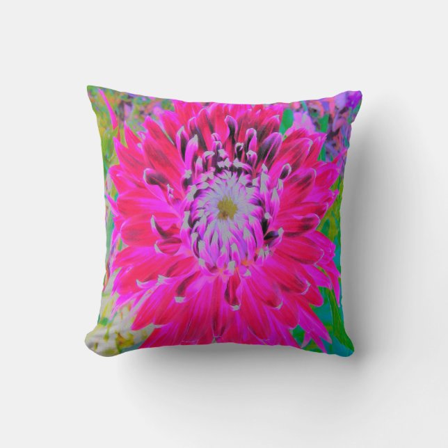 Almofada Flor de Dália Rosa-Rosa-Vermelha-Crimson (Frente)