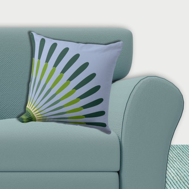 Almofada Flor de Estrela de Quarto Azul e Verde Étnico (Ethnic Blue and Green Quarter Star Flower Throw Pillow)