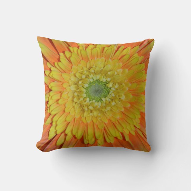 Almofada Flor de gerber laranja e amarelo (Frente)