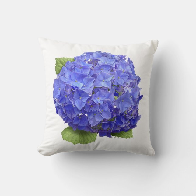 Almofada Flor de Hydrangea Azul (Frente)