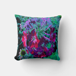 Almofada Flor de Jardim Vermelho, Púrpura e Rosa Dramática