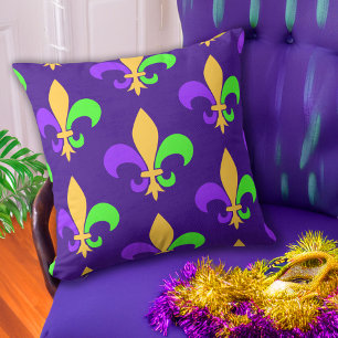 Almofada Flor de lis colorida do carnaval de Nova Orleães