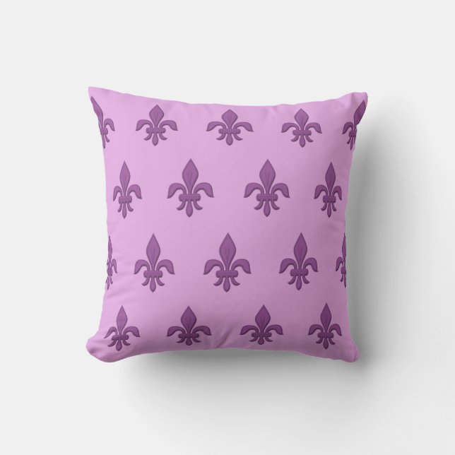 Almofada Flor de Lis em Violeta Roxo em Lavanda (Frente)