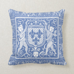 Almofada Flor de lis medieval francesa do azul do castelo
