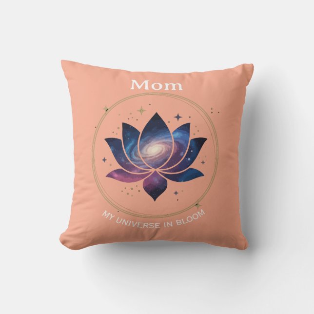 Almofada Flor de Lótus Cósmica Mãe em Flor (Frente)