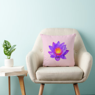 Almofada Flor de Lótus Violeta em Rosa Claro