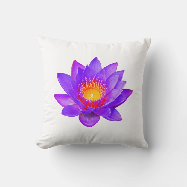 Almofada Flor de Lótus Violeta em Travesseiro Branco (Frente)