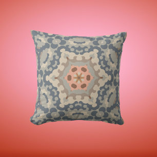 Almofada Flor de Mandala Retroativa Azul e Laranja