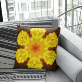 Almofada Flor de Mandala Retroativa Laranja e Amarelo