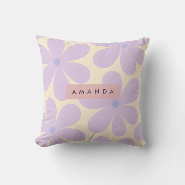 Almofada Flor de Margarida Lavanda Suave Personalizada (Frente)