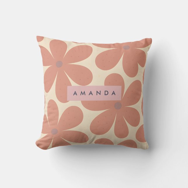 Almofada Flor de Margarida Personalizada de Terracota Quent (Frente)