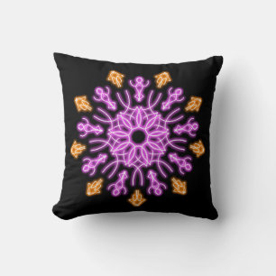 Almofada Flor de néon rosa e laranja