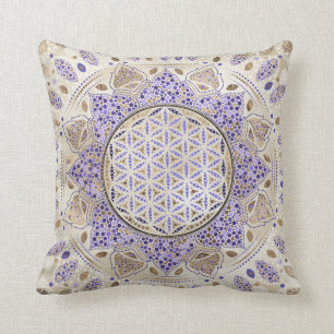 Almofada Flor de Pastéis de Arte Ponto de Vida, Purple e o