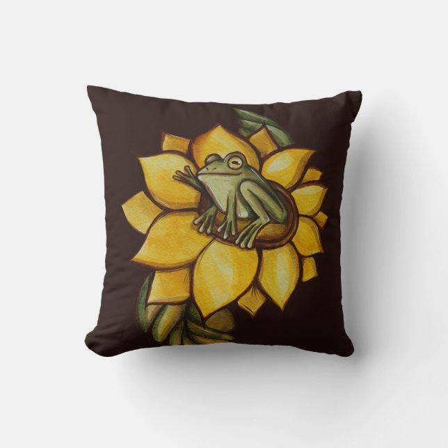 Almofada Flor de Rã Floral Sapo de Girassol (Frente)