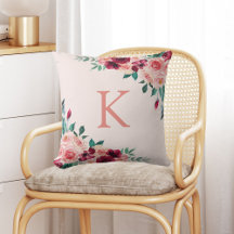 Flor de Rosa Burgundy Rosa Boho Aquarela Monograma