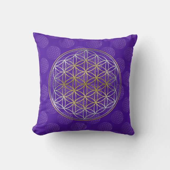 Almofada Flor de Vida / Blume des Lebens - Violeta padrão (Frente)