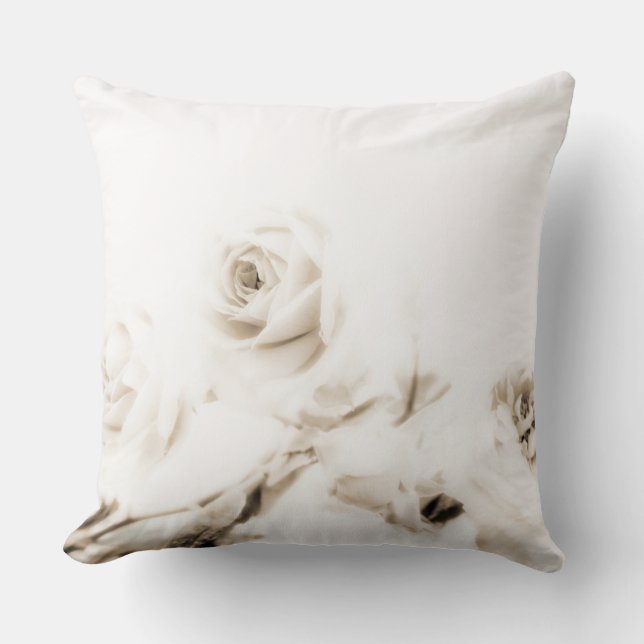 Almofada Flor do rosa branco do vintage (Frente)