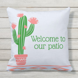 Almofada Flor do rosa do cacto do Saguaro, boa vinda a