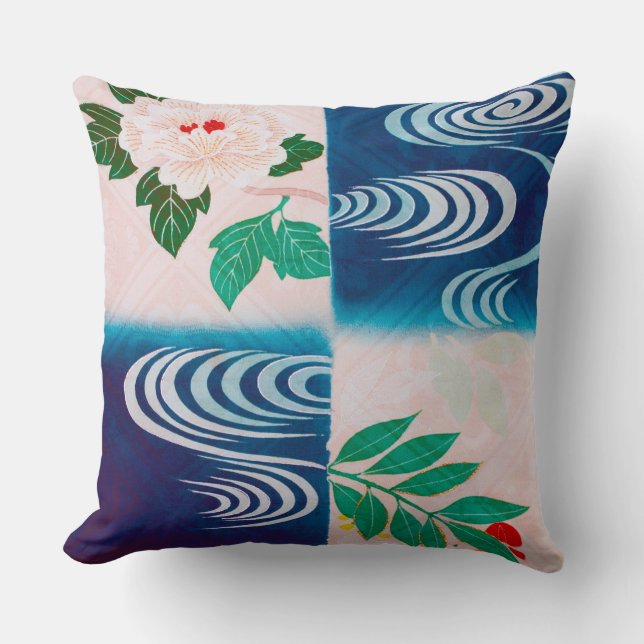 Almofada Flor e água corrente, Design japonês (Frente)