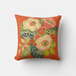 Almofada Flor e Trompete - Laranja Queimado