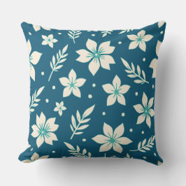 Almofada Flor-estrela e Folhas de Creme e Teto