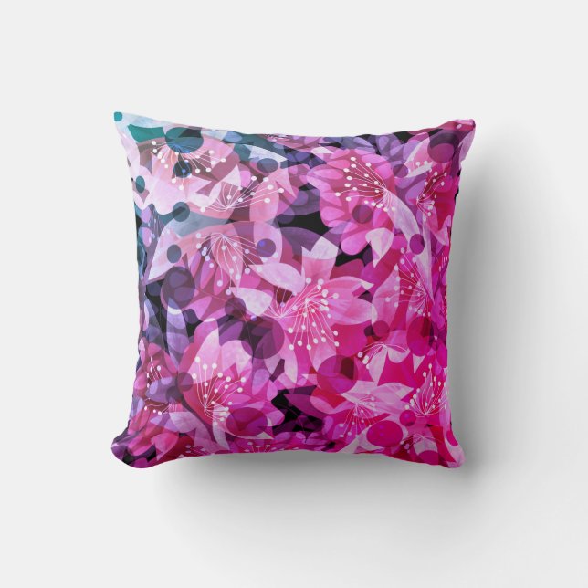 Almofada Flor floral bege amarelo alaranjado floral flu (Frente)