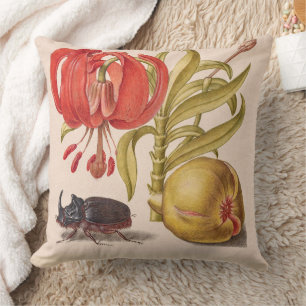 Almofada Flor, Fruta e Besouro Rinoceronte de Pomegranato