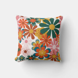 Almofada Flor hippies colorida do retrô dos anos 70