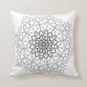 Almofada Flor Mandalas. Elementos decorativos de vindima. O