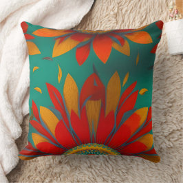 Almofada flor marroquino dourado vermelho laranja azul turq