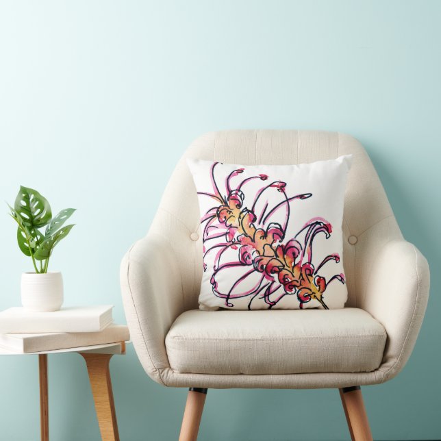 Almofada Flor Nativo Australiano Rosa Grevillea (Cadeira)