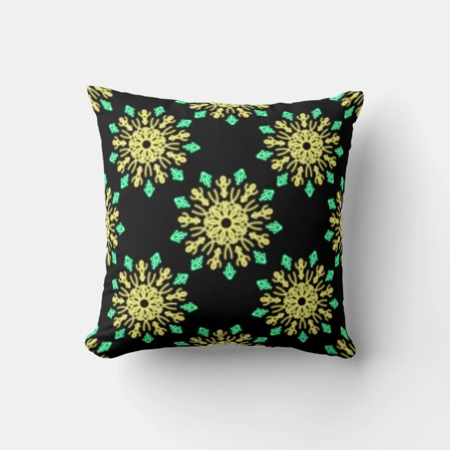 Almofada Flor néon amarela e verde (Frente)