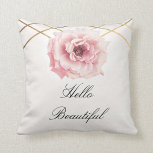 Almofada Flor Peônia Floral Rosa e Dourada Glam Personaliza
