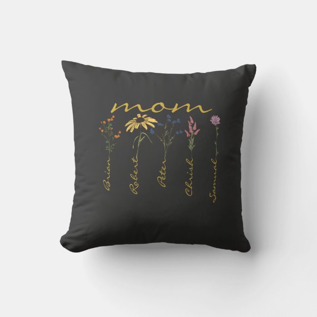 Almofada Flor personalizada com o nome dos filhos da mãe (Frente)