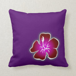 Almofada Flor Red Hawaiian Hibiscus no Travesseiro Roxo